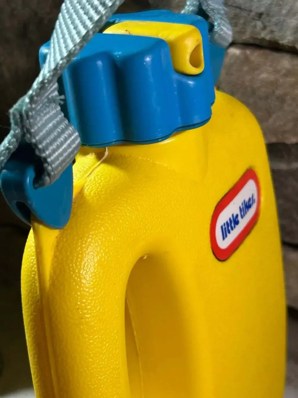 Vintage Little Tikes Yellow Toy Camping Canteen with blue strap